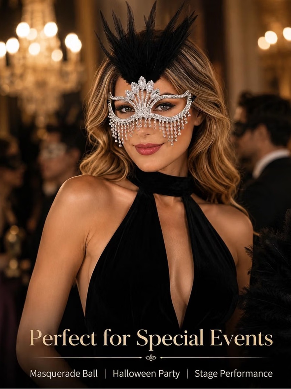 NWT Sparkling Swarovski Crystal Rhinestone Mask Halloween Costume Mardi Gras